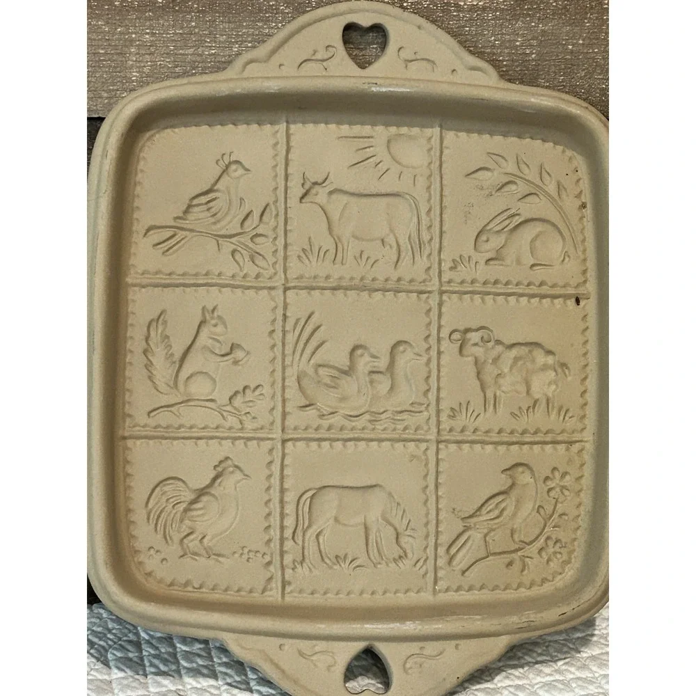 Vintage 1990 Square‎ Brown Bag Cookie Art Shortbread Mold animal crackers